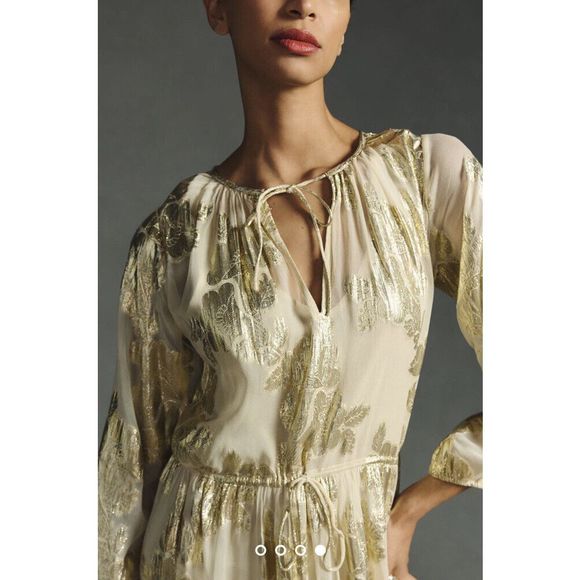 New Anthropologie Shruti Sancheti Tie-Neck Maxi Dress Size Large - Picture 4 of 9